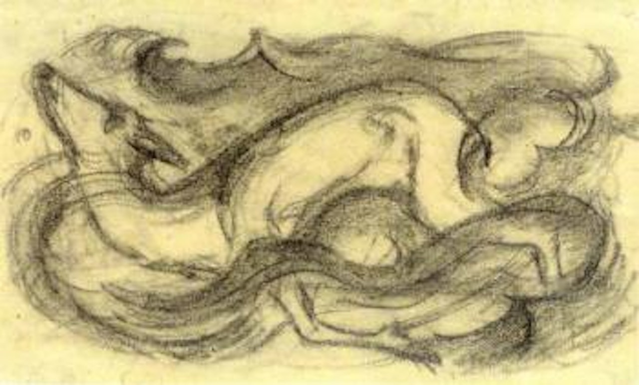 Swimming deer by Franz Marc