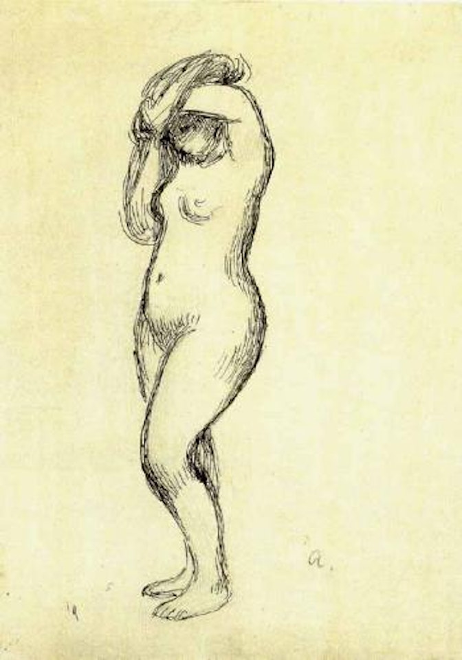 Jeune femme nue aux bras leves by Pierre-Auguste Renoir