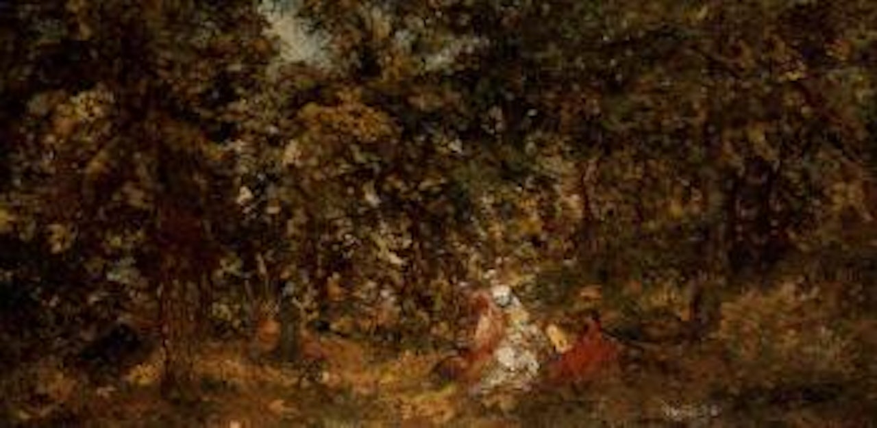 Repos en foret by Adolphe Monticelli