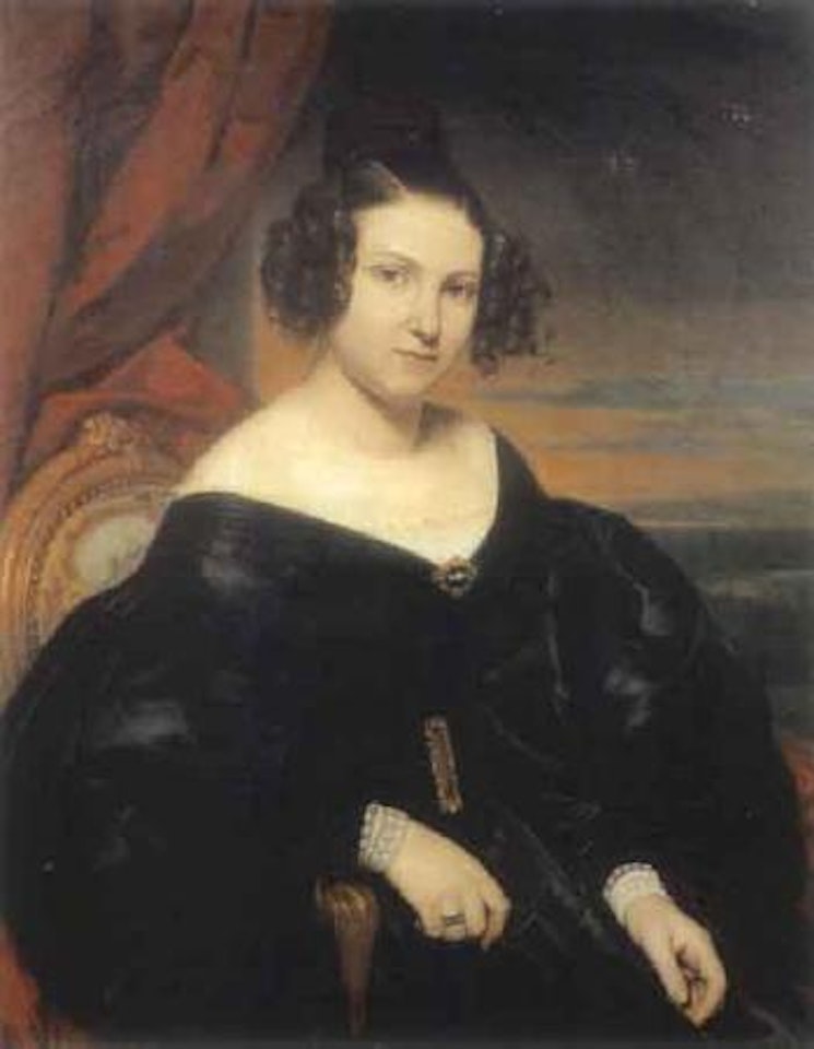 Portrait de femme dans un paysage by Claude Marie Dubufe