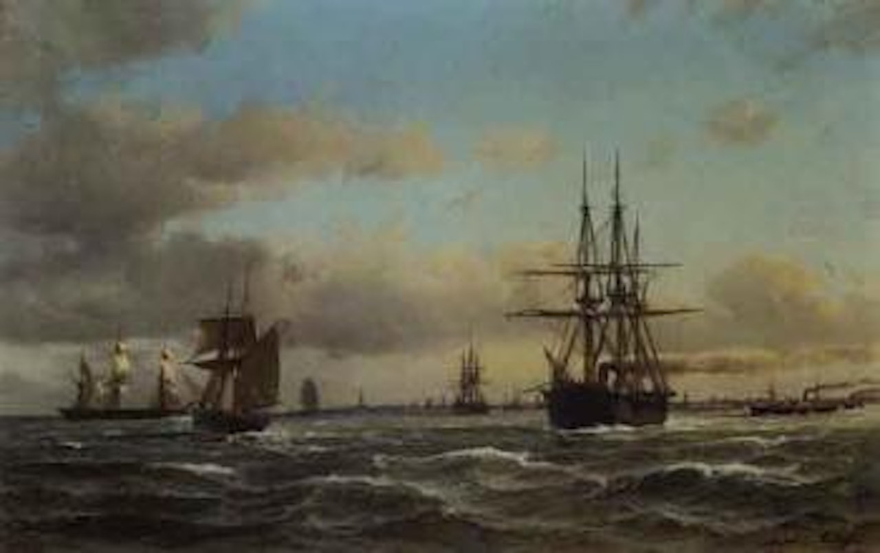 Vessels at the entrance to Copenhagen's Harbour by Anton Melbye