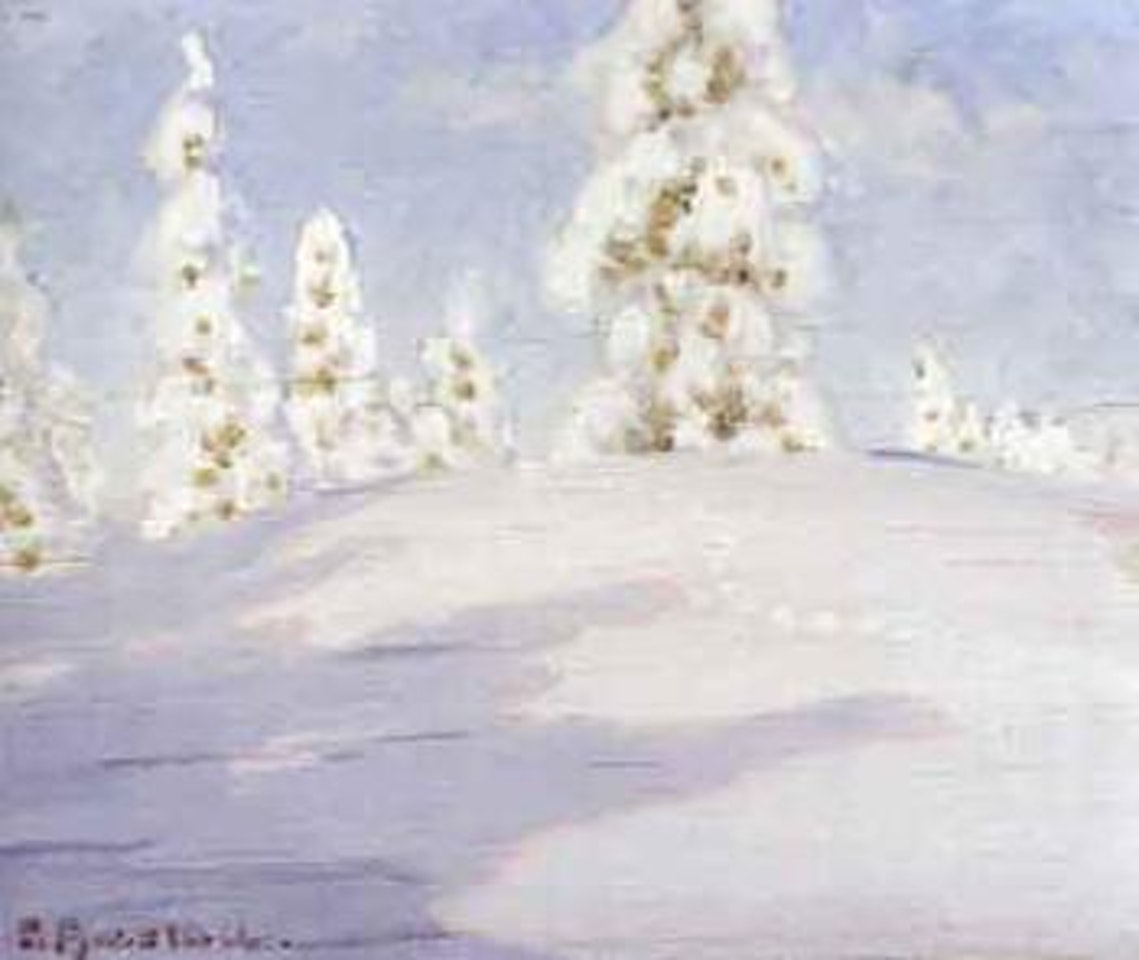 Winter landscape by Gustaf Fjaestad
