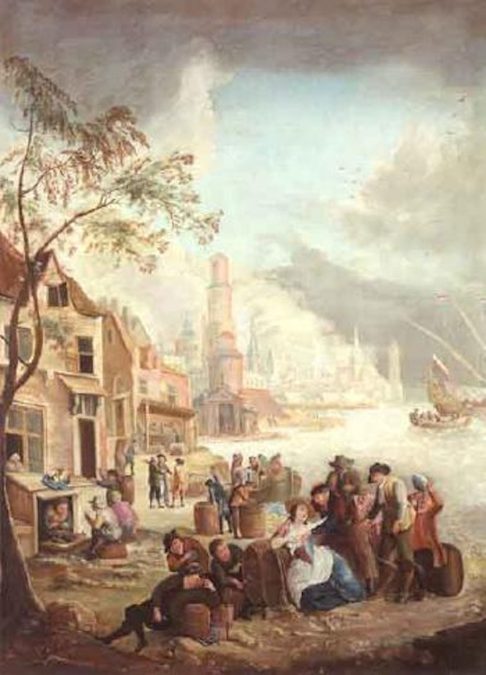 Views of towns by the sea by Dutch School