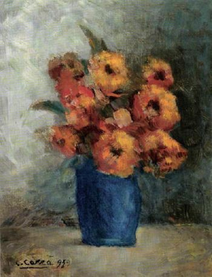 Still life of flowers by Carlo Carra
