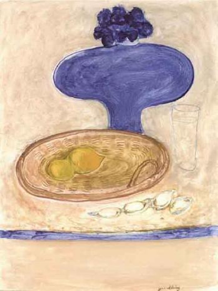 Basket of lemons, oysters and vase by Brett Whiteley