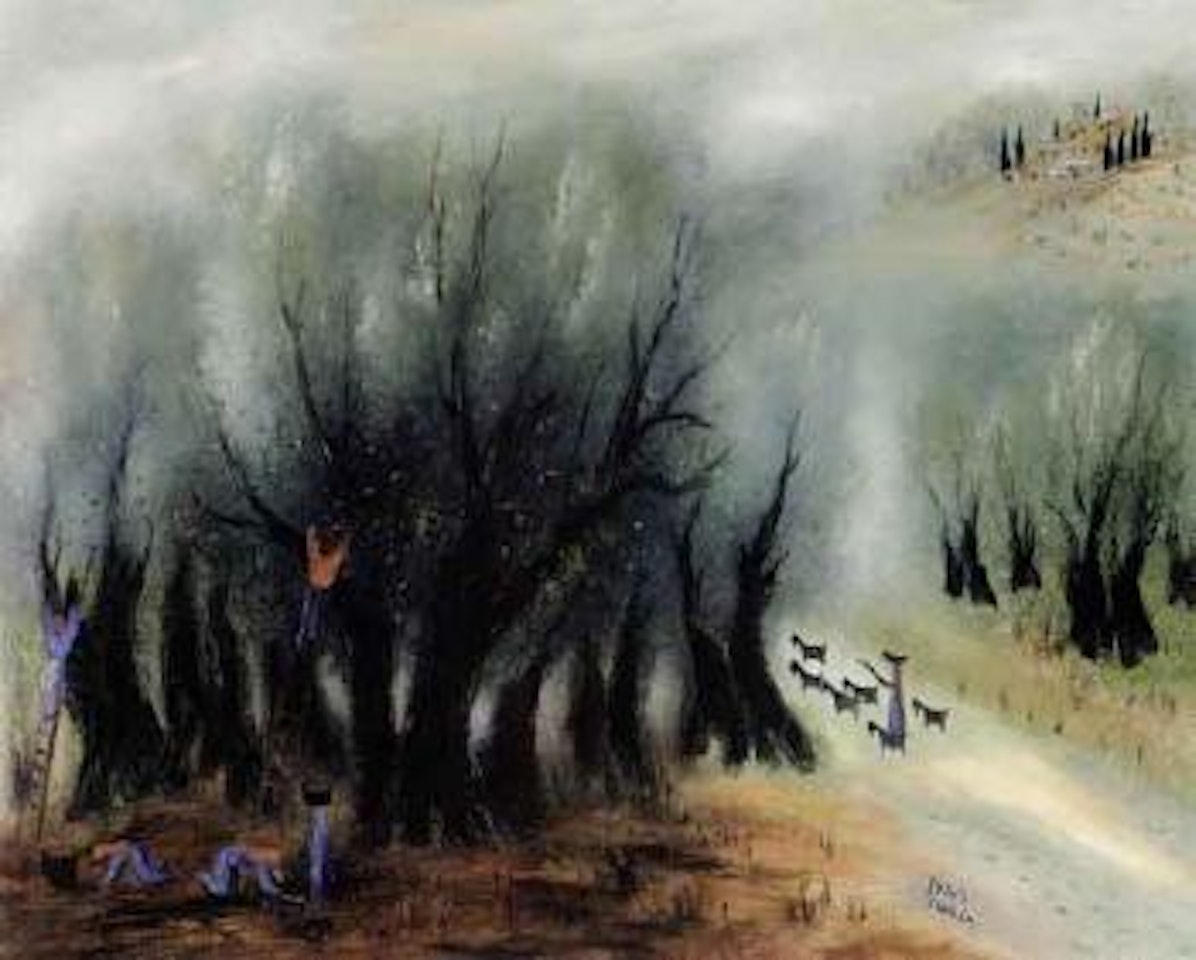 Picking the olives by Reuven Rubin