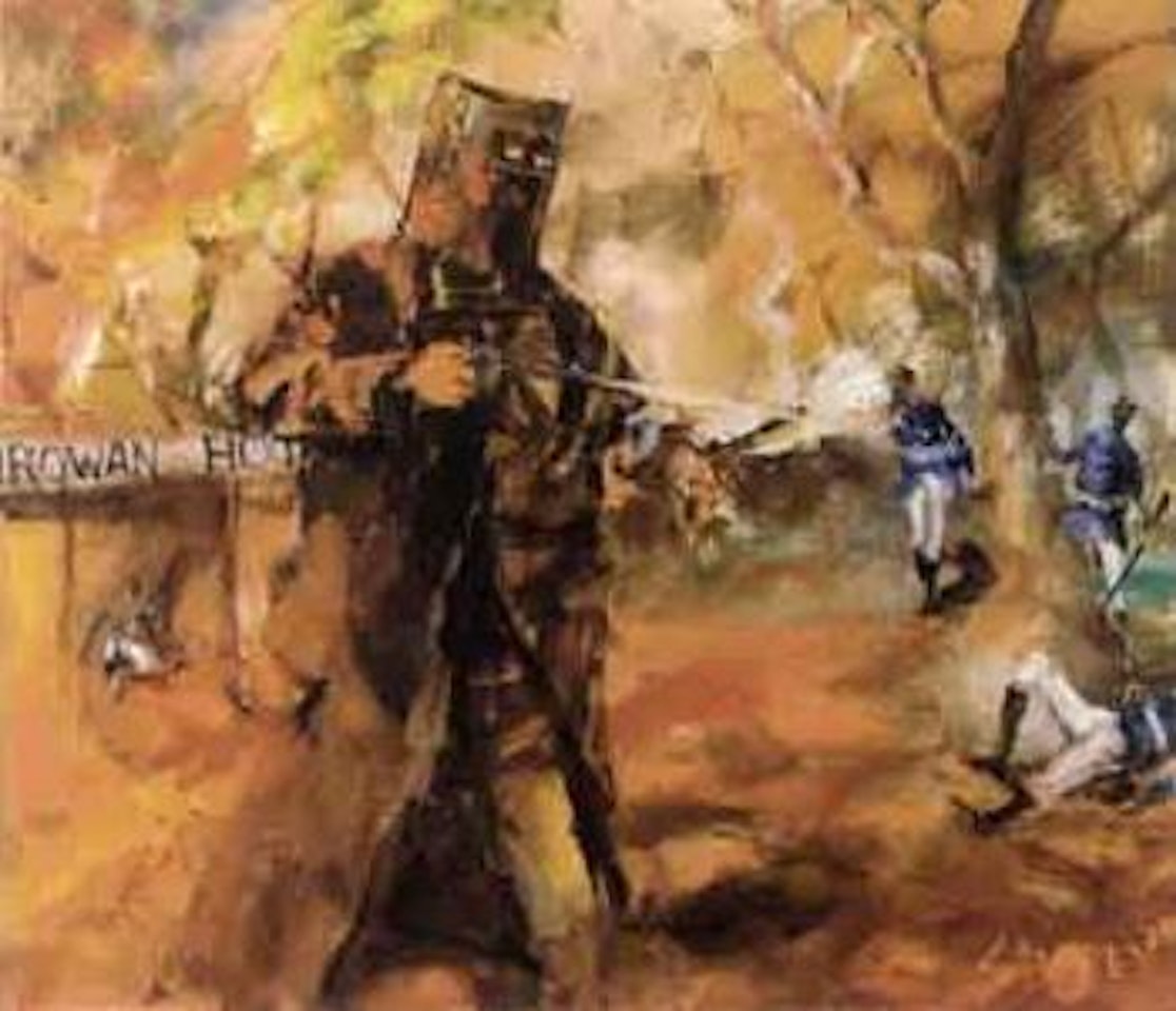 The shoot-out at Glenrowan by Hugh Sawrey