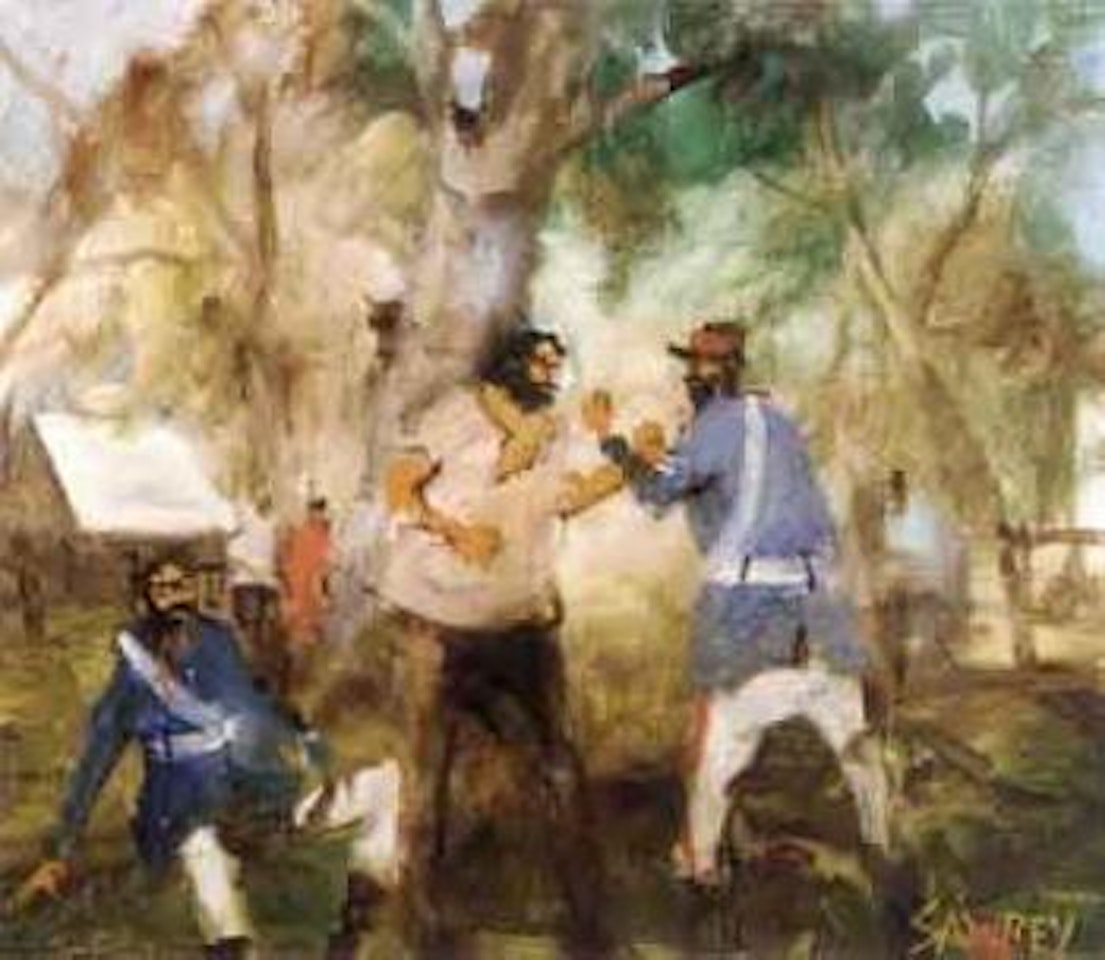 The fight under the gum tree at Greta by Hugh Sawrey