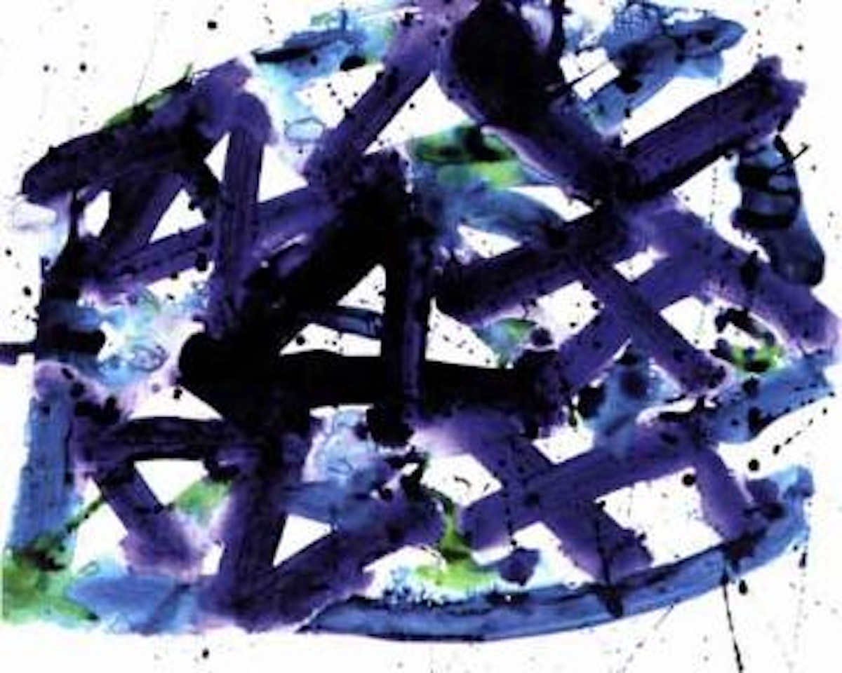 Untitled, blue lines by Sam Francis