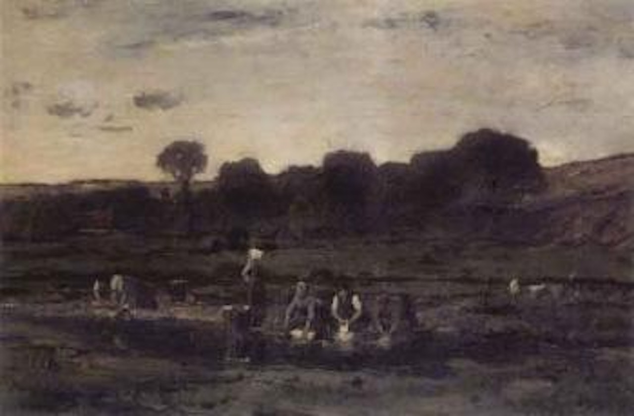 Washerwomen beside a river by Michael von Munkacsy