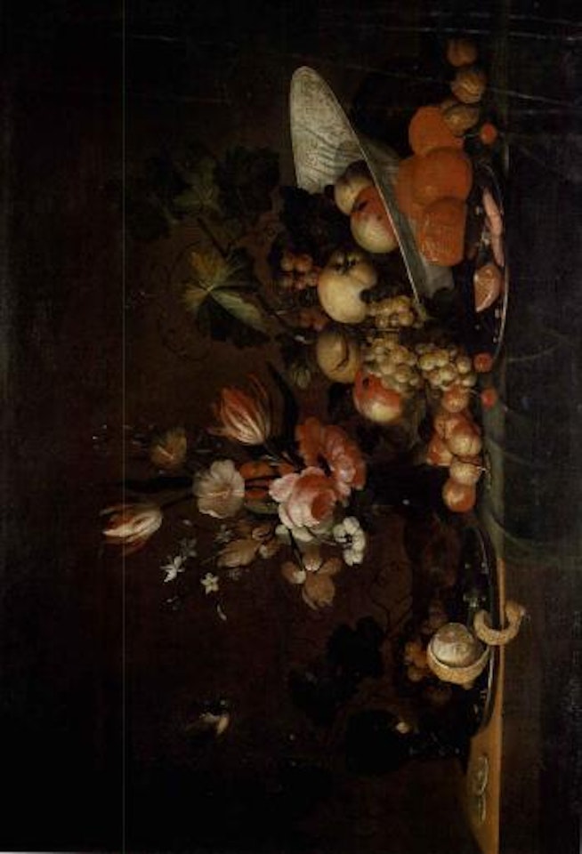 Still life of fruit and flowers by Pseudo Simons