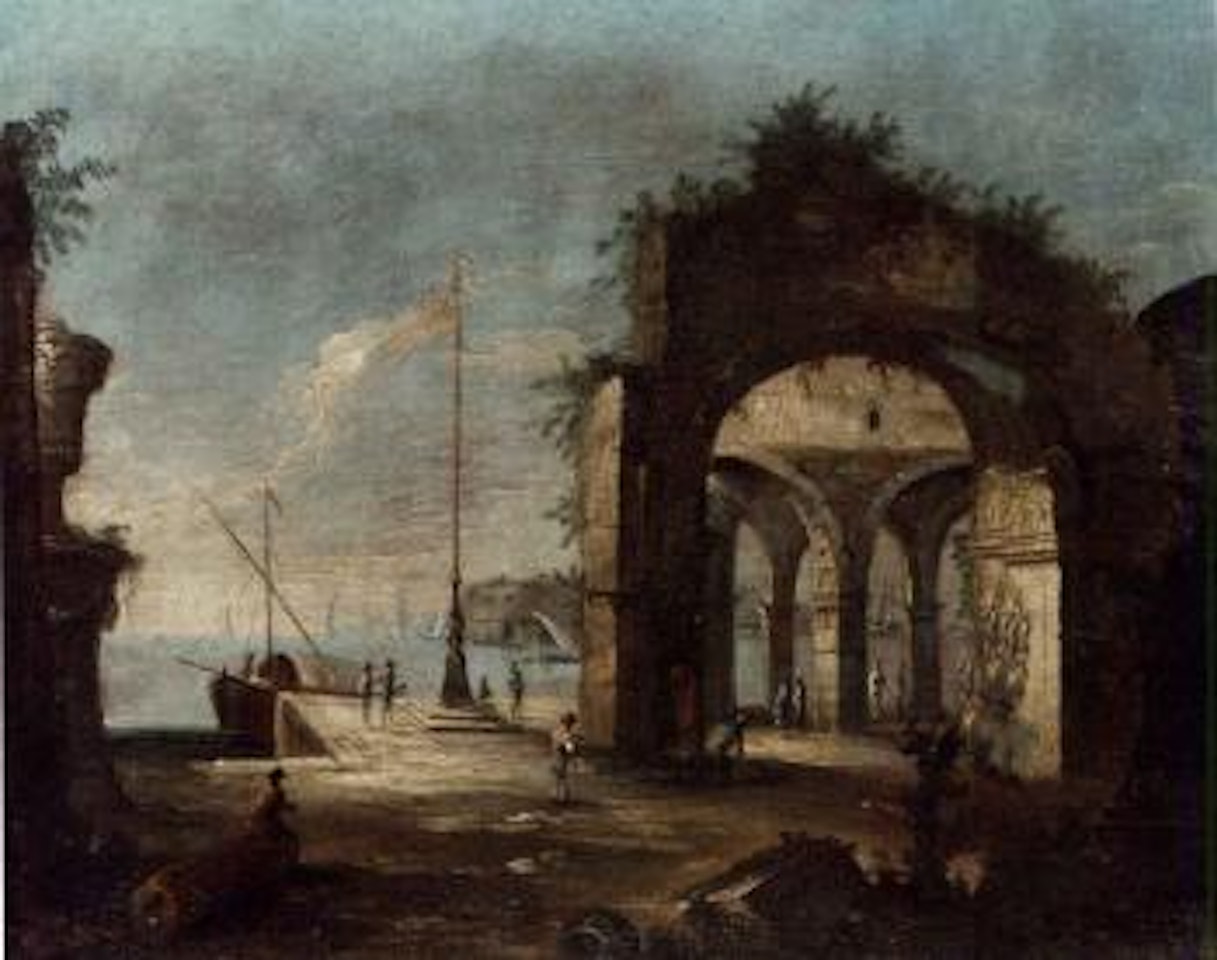 Capriccios of ruins with figures by Antonio Stom