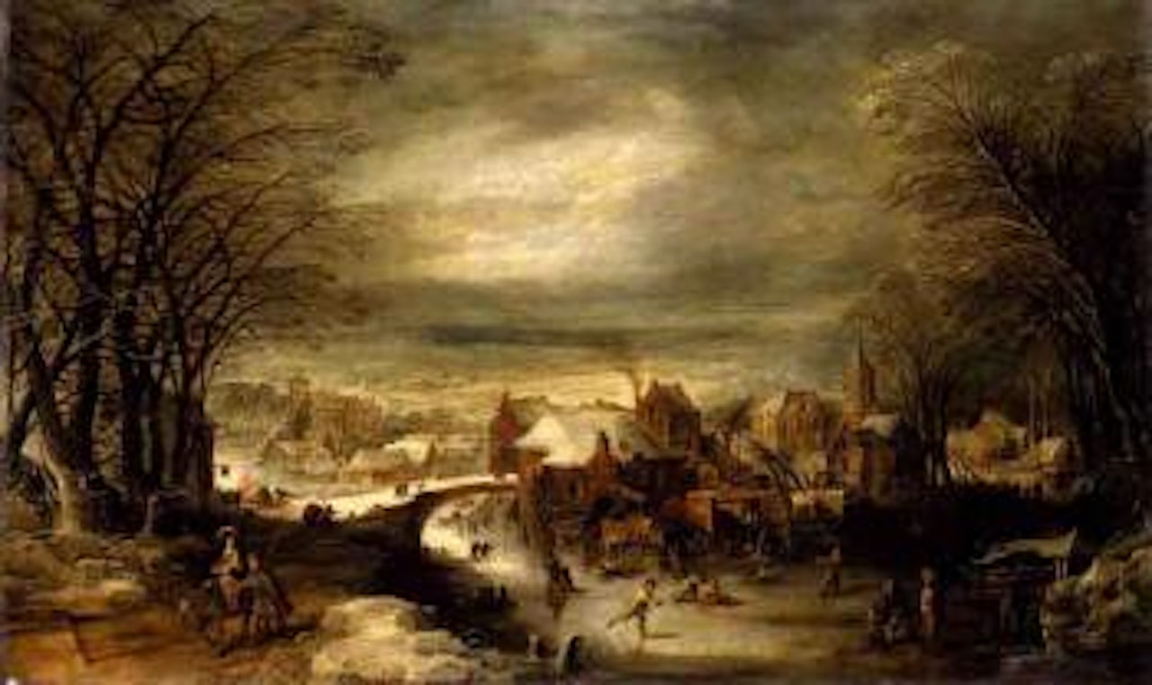 Winter landscape with Flight into Egypt by Frans Francken by Joos de Momper the Younger