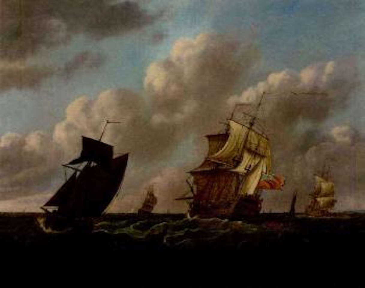 Two flagships passing in Channel by Francis Swaine