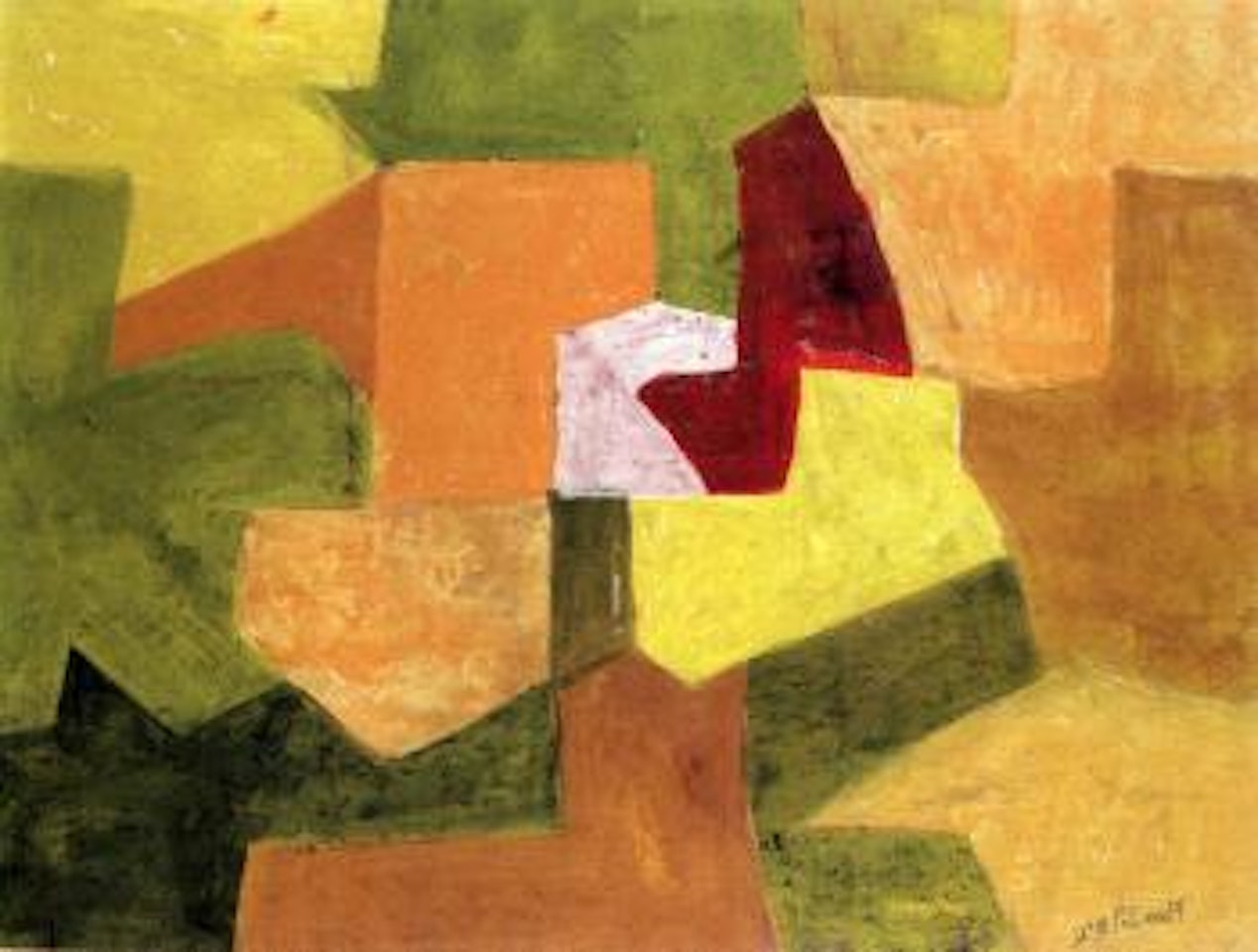 Composition vert, ocre, rouge, blanc by Serge Poliakoff
