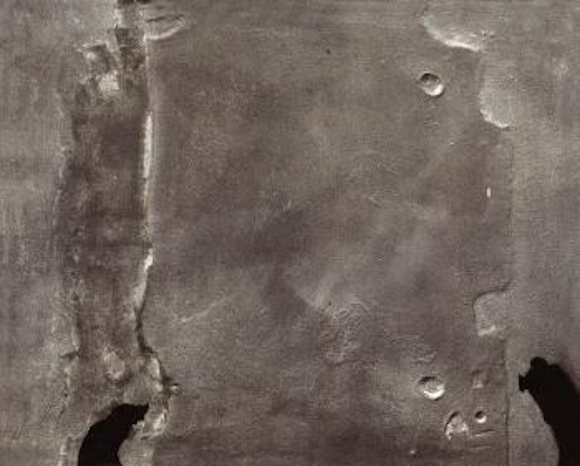 Grey with two black marks by Antoni Tapies
