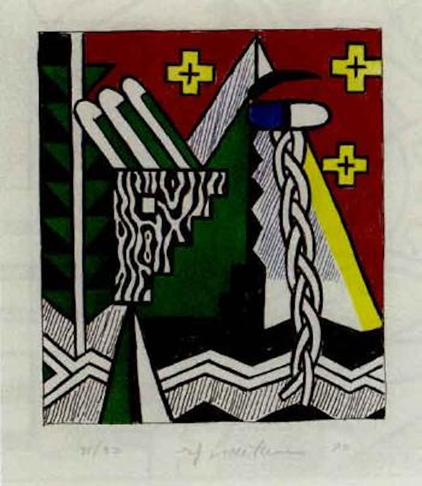 Two figures with tepee by Roy Lichtenstein