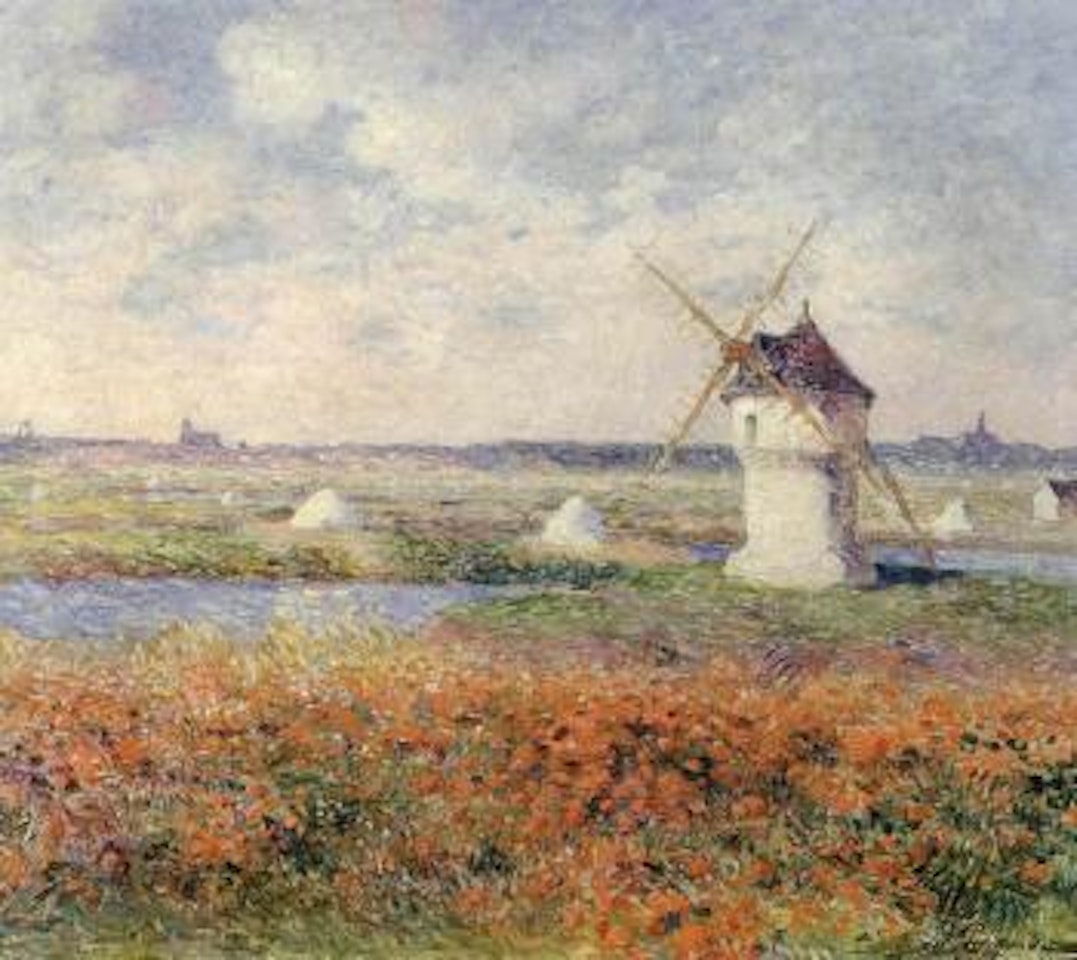 Poppy field with windmill by Ferdinand du Puigaudeau