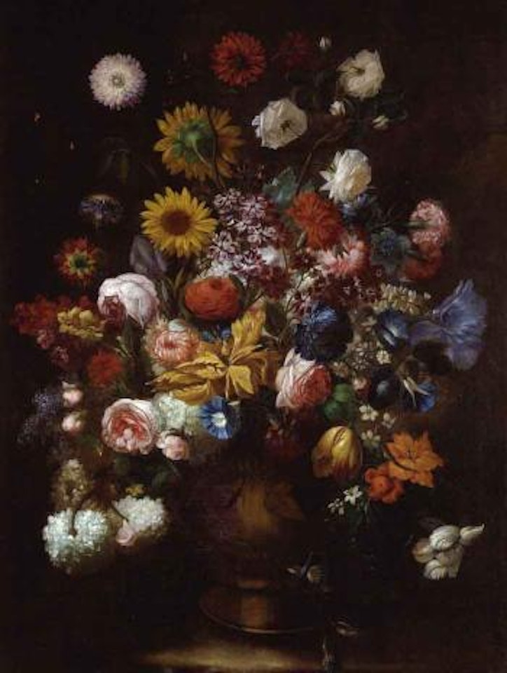 Flowers in metal vase by Franz Werner von Tamm