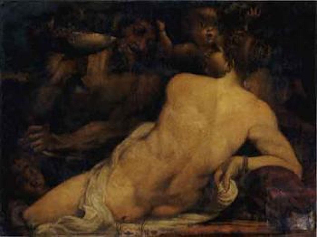 Venus and satyr with two Putti by Annibale Carracci