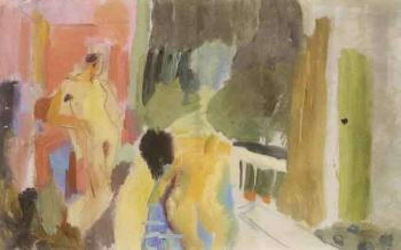 Two figures in London garden room by Ivon Hitchens