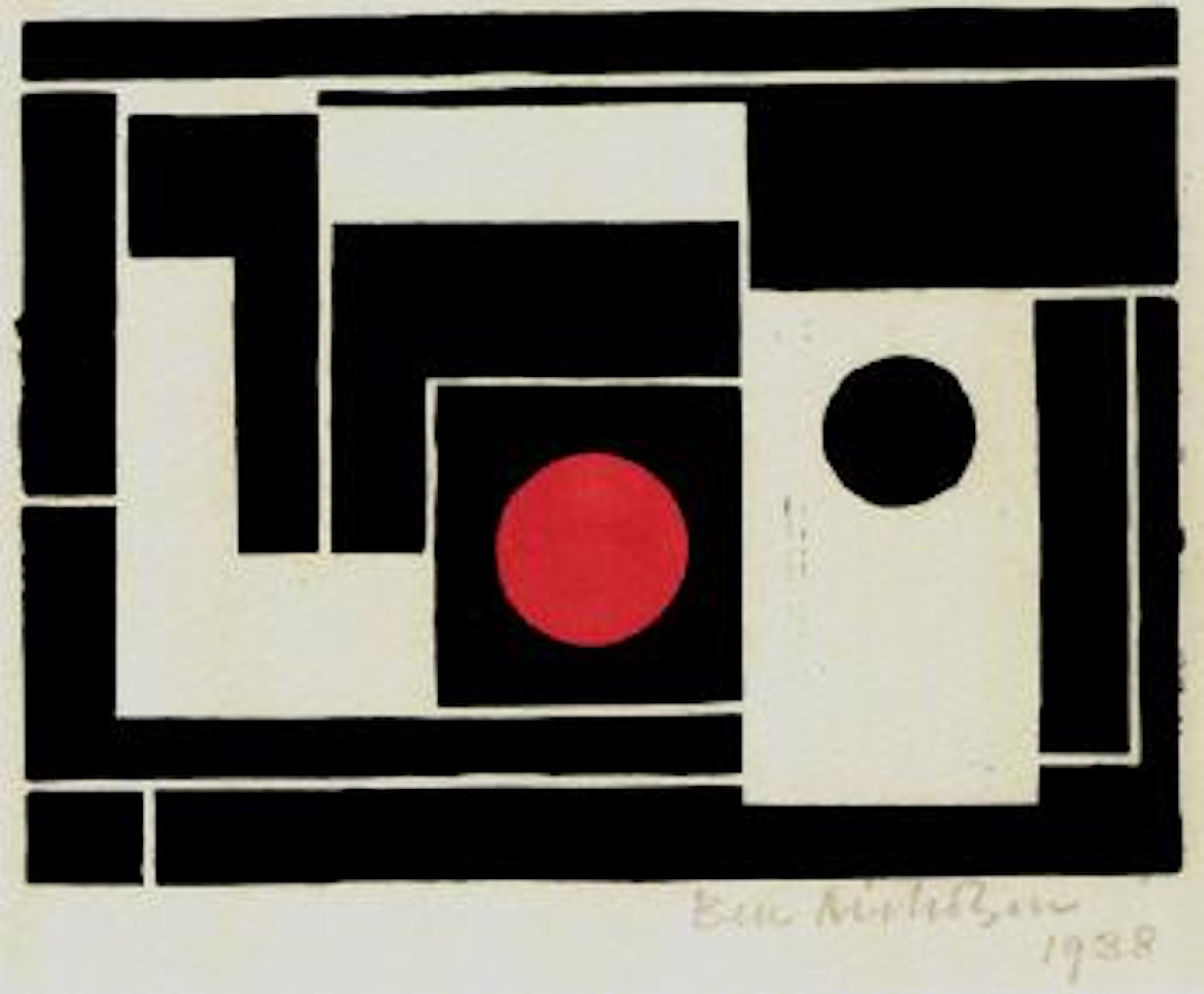 Abstract with red circle by Ben Nicholson, O.M.