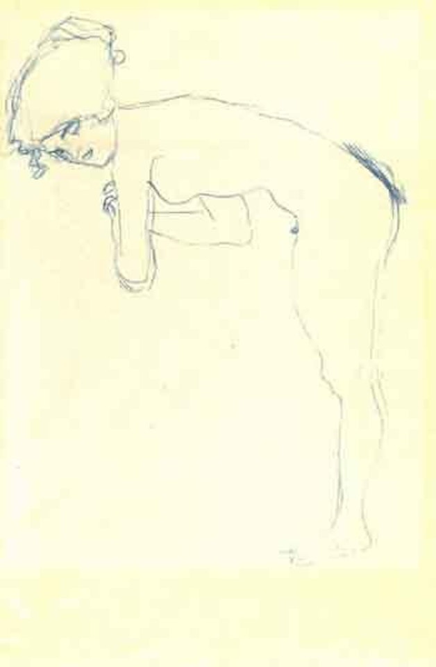 Female nude leaning forward by Gustav Klimt