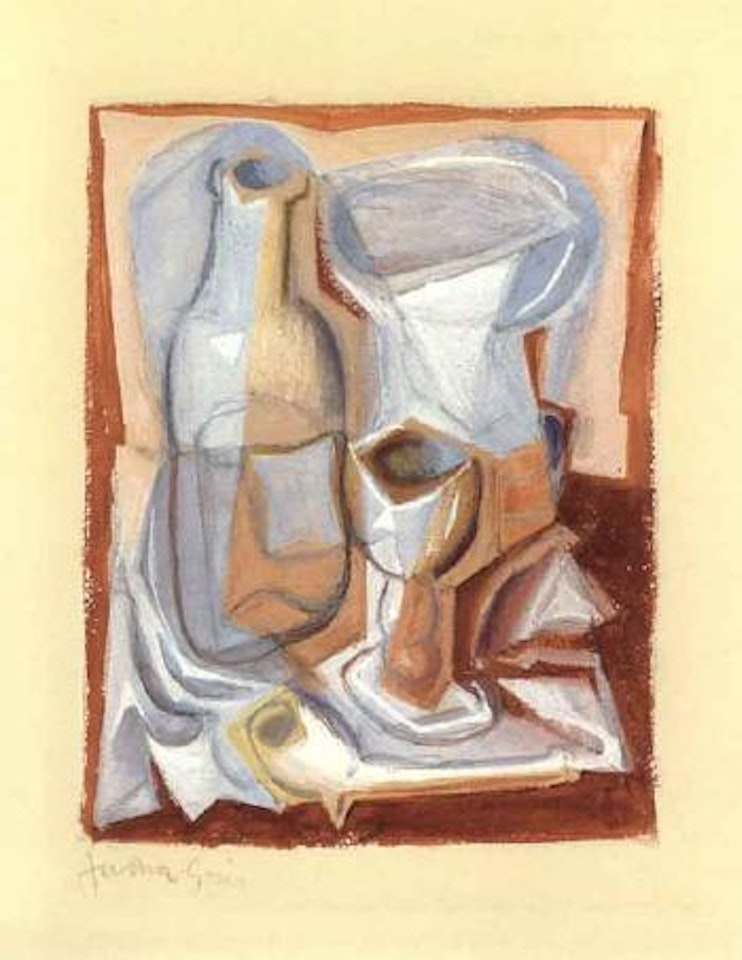 Verre et bouteille by Juan Gris