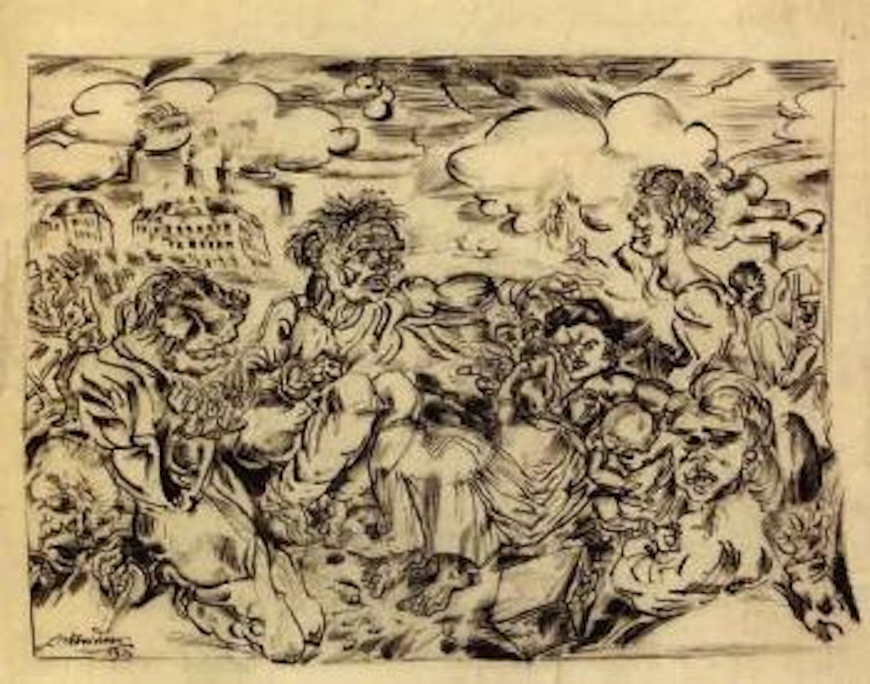 Agitated crowd by Ludwig Meidner