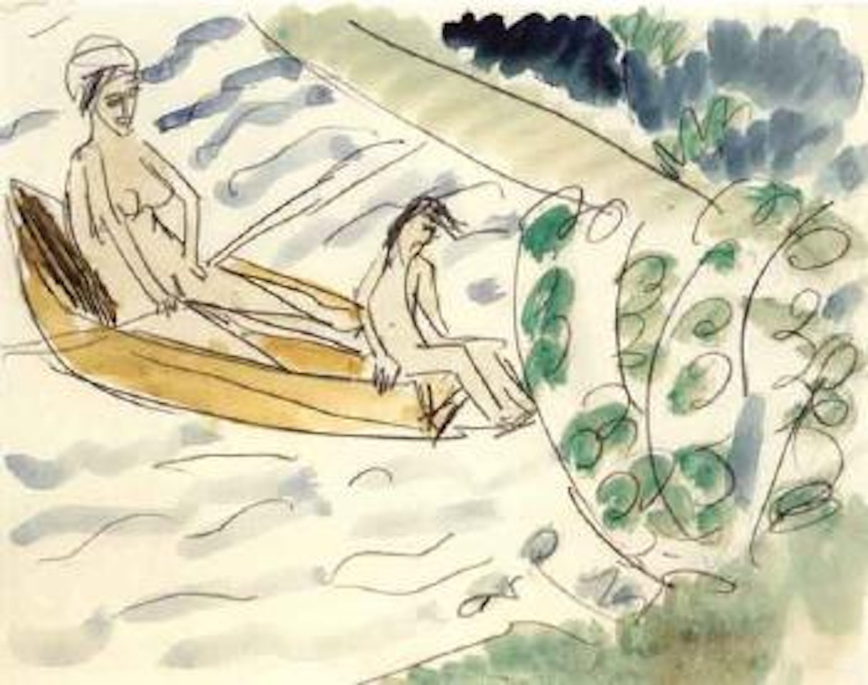 Woman and child in a boat by Ernst Ludwig Kirchner