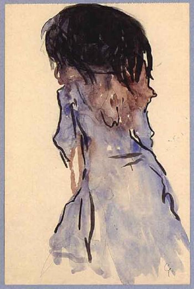 Woman with feather head, seen from the back by Leo Gestel