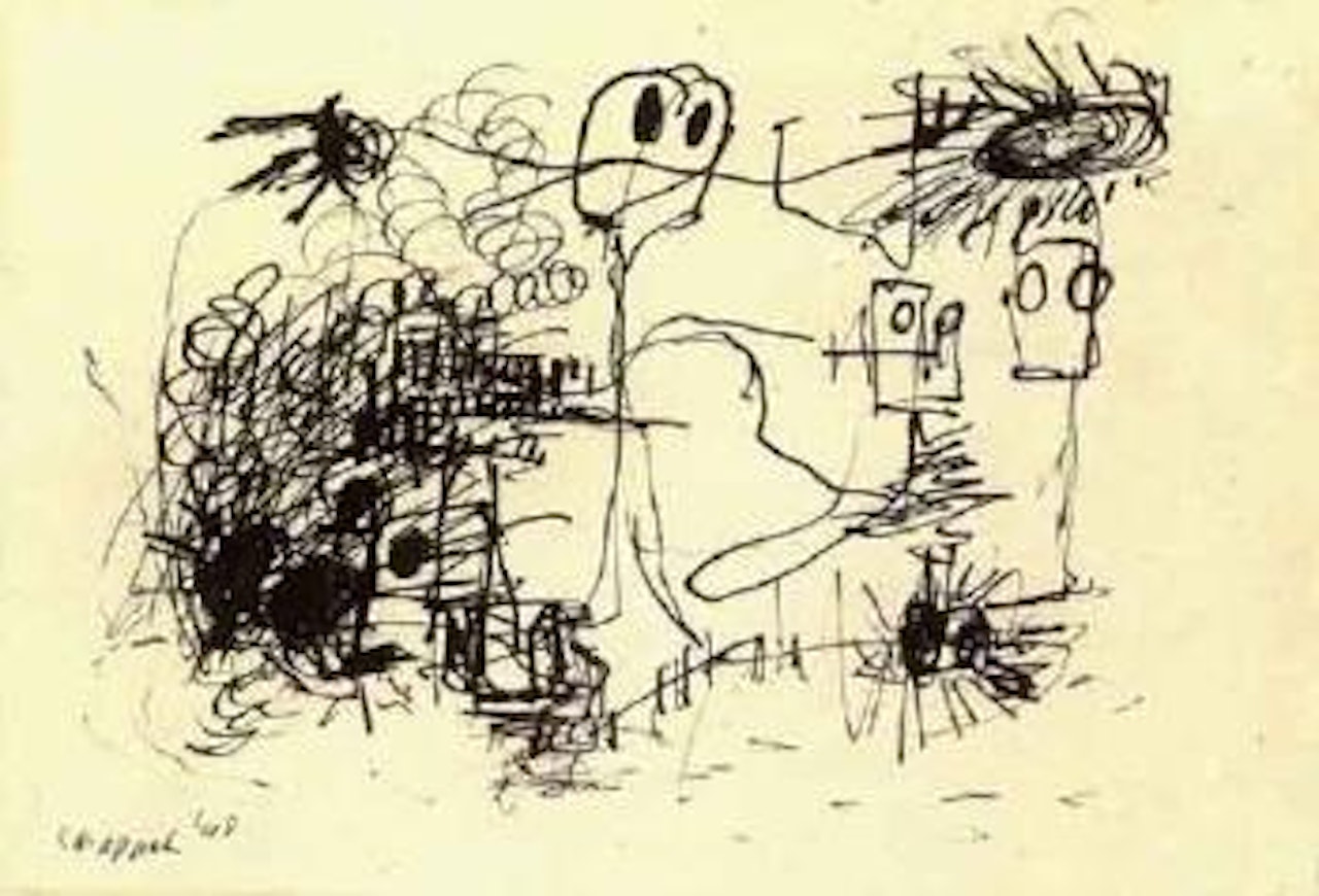 Untitled, composition in black by Karel Appel