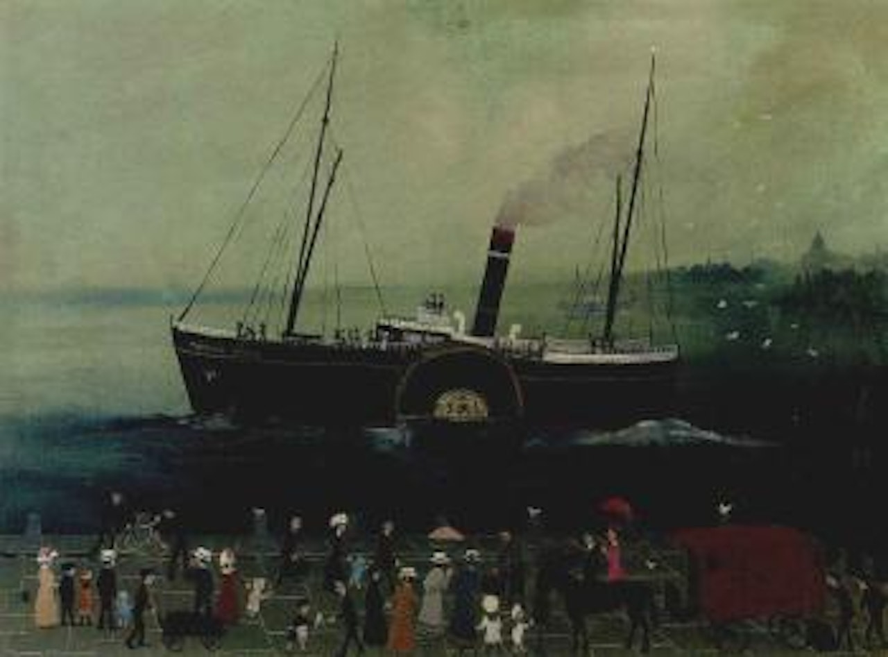 Waiting at Liverpool to go to the Isle of Man by Helen Bradley