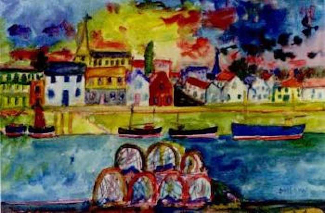 Scottish fishing harbour by John Bellany