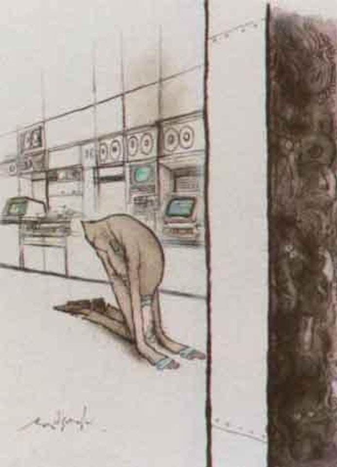Computer deity by Ronald Searle