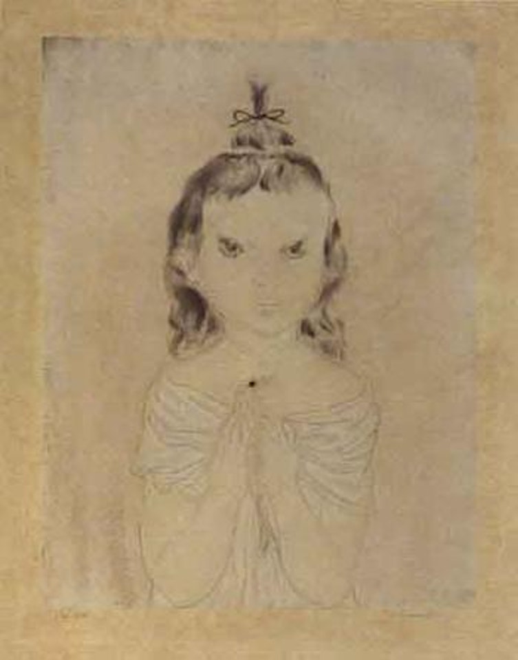 Petite fille a l'oiseau by Leonard Tsuguharu Foujita