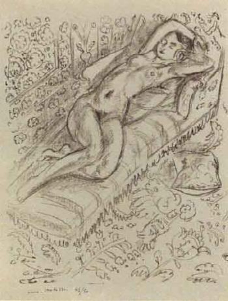 Nu sur chaise de repos sur fond moucharabich by Henri Matisse