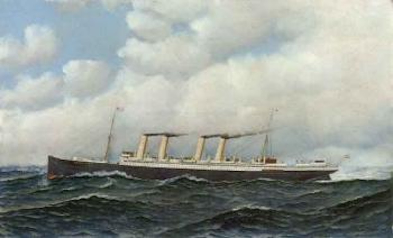 German liner Kronprinz Wilhelm outward bound for New York by Antonio Jacobsen