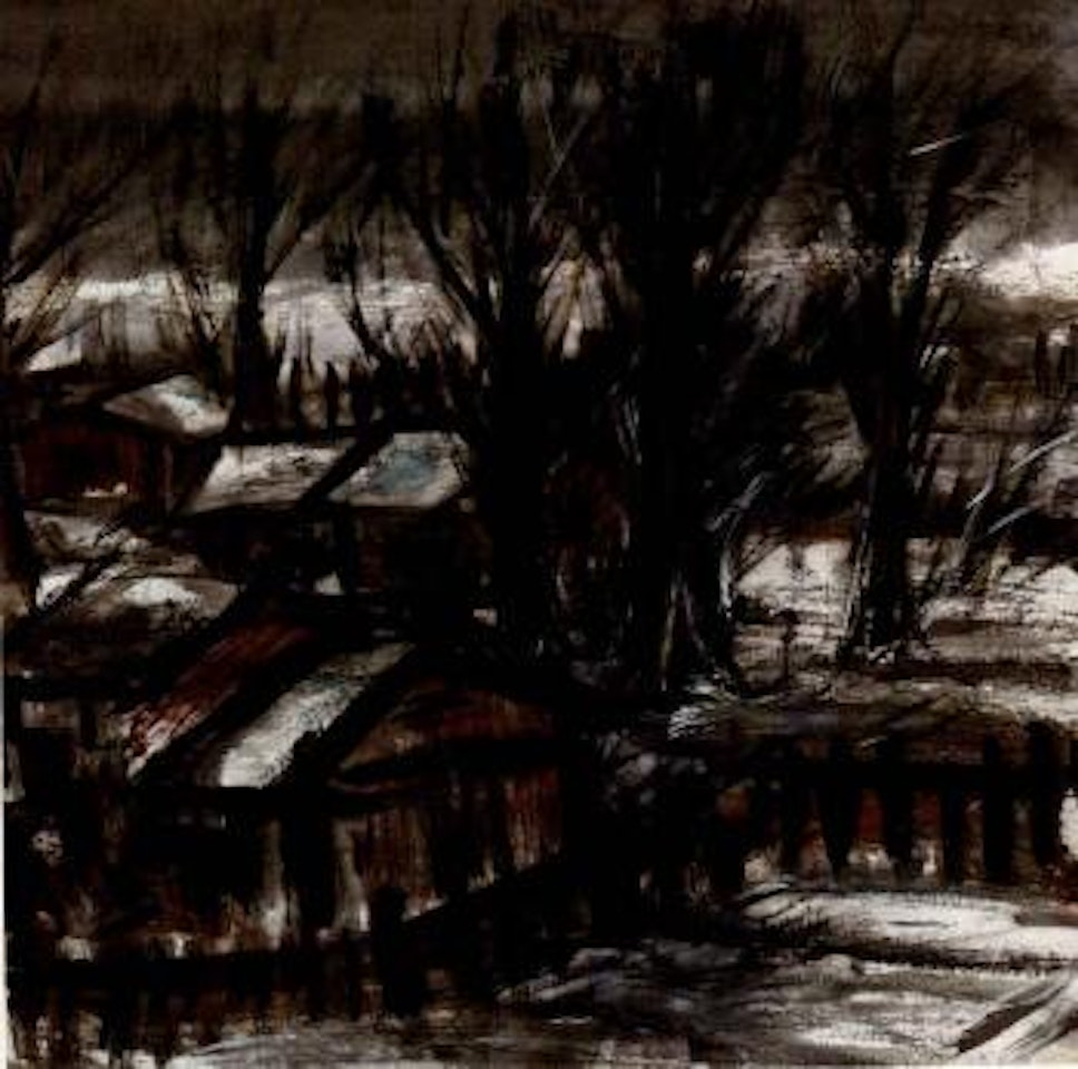 Landscape in snow by Lin Fengmian