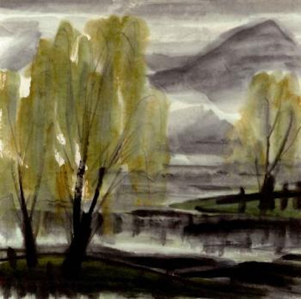 Willow trees in spring by Lin Fengmian