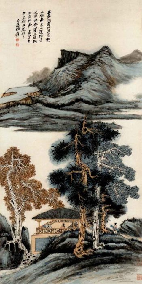 Gathering at a pavilion by Zhang Daqian