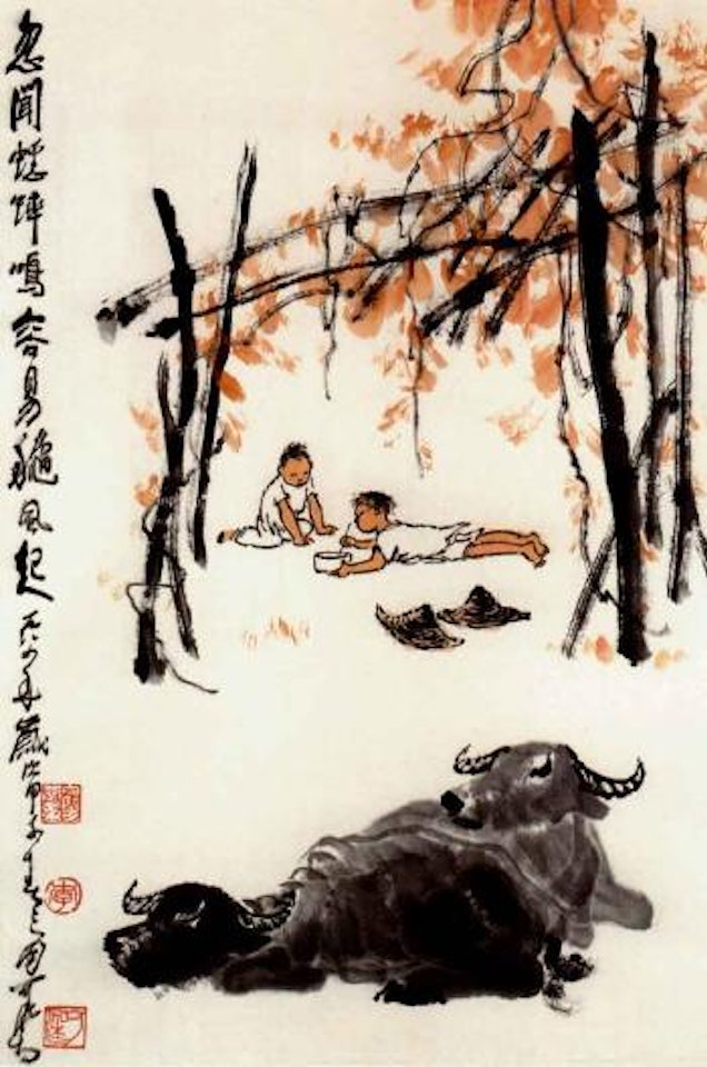 Cricket fight by Li Keran