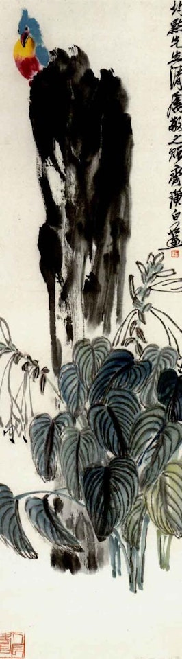 Flower and parrot by Qi Baishi