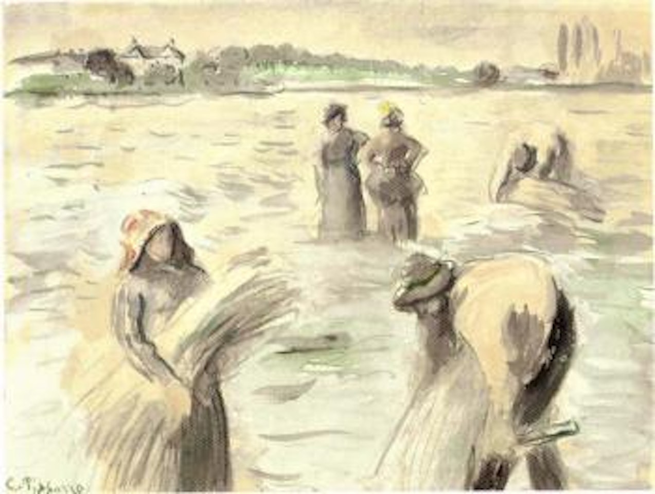 Dernieres gerbes by Camille Pissarro