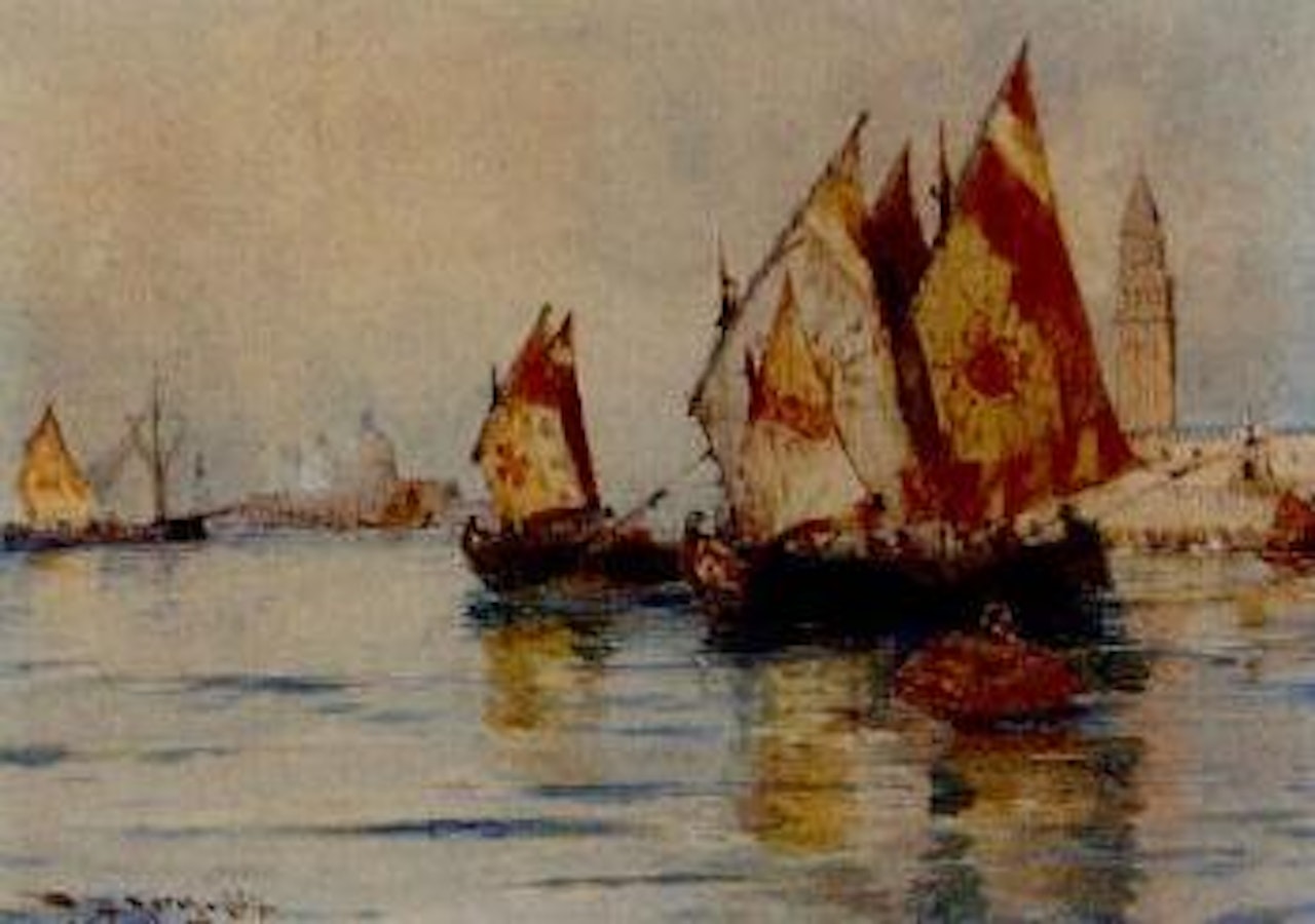 Venetian fishing craft on the Lagoon by Thomas Bush Hardy