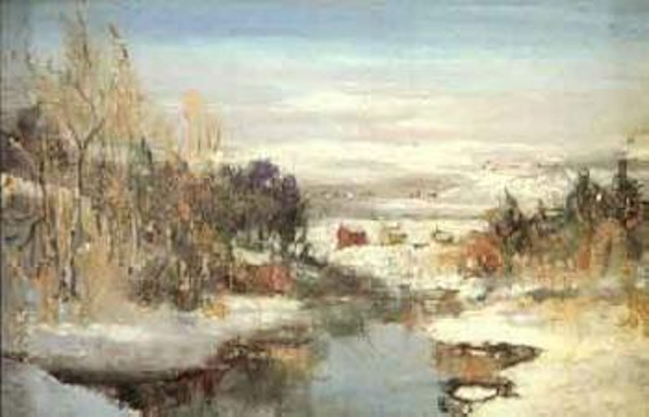 Miniature winter landscape by Walter Emerson Baum