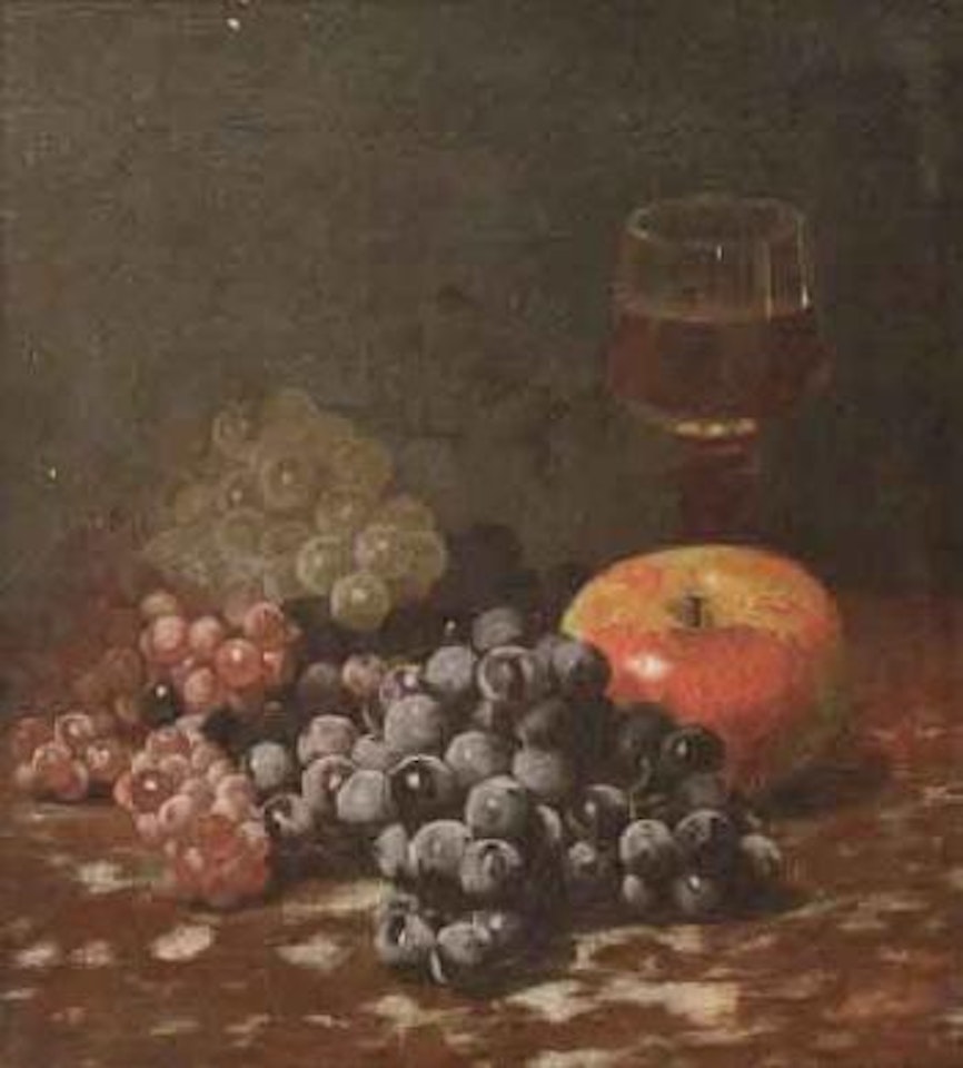 Still life with fruit and a glass of wine by William Merritt Chase