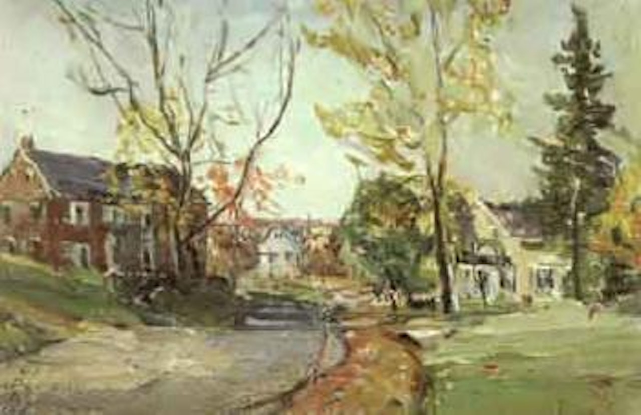 Village road in autumn by Walter Emerson Baum
