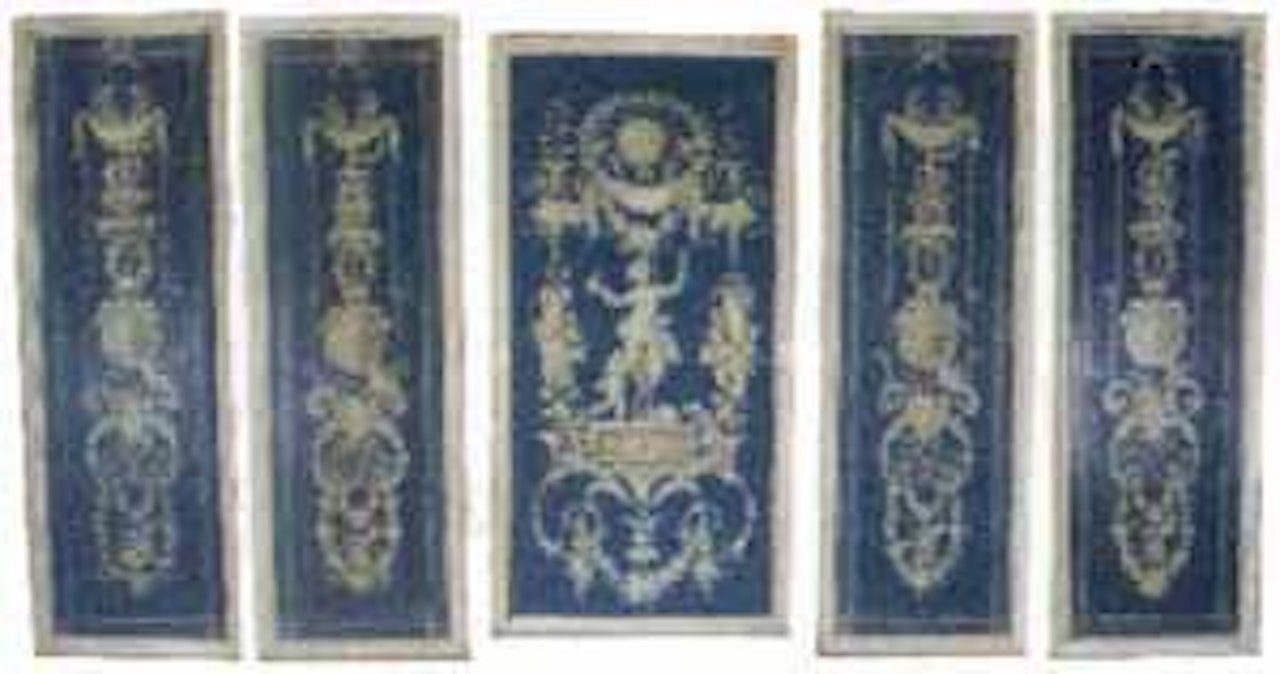 Group of five decorative panels by French School