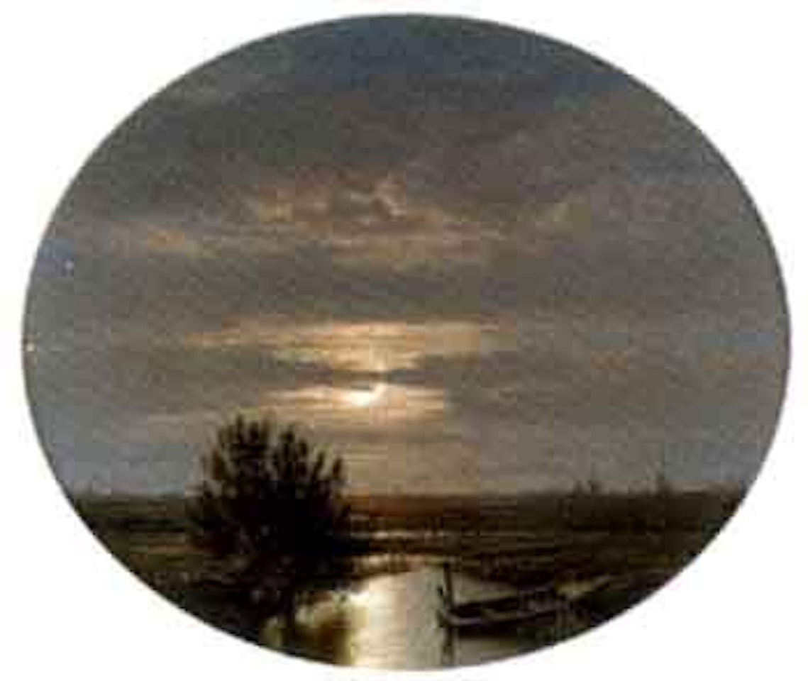 Evening polder landscape with rowing boats by Eugène Joseph Verboeckhoven